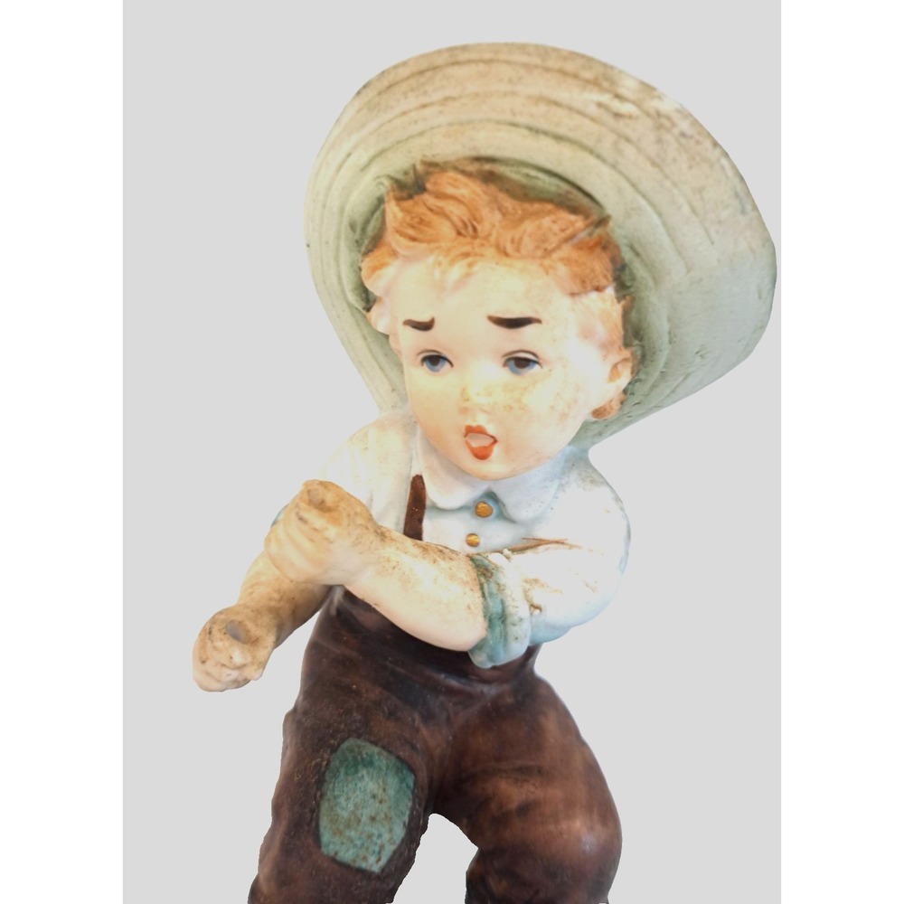 Vintage Norleans Japan Figurine Boy Fishing NO ROD Country - Picture 2 of 8